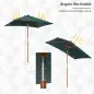 Sombrilla Terraza Exterior 200x150 cm Sombrilla de Jardín Rectangular con Ángulo Ajustable Mástil de Madera y Manivela Parasol p