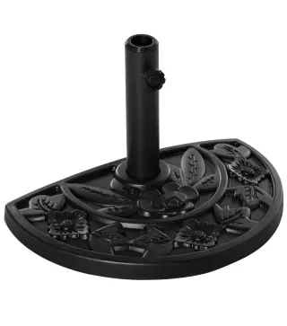 Base para Sombrilla Semicircular Peso 9 kg Soporte Parasol de Jardín Apto para Mástil de 35mm/38mm/48mm Relleno de Cemento para