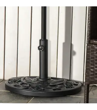 Base para Sombrilla Semicircular Peso 9 kg Soporte Parasol de Jardín Apto para Mástil de 35mm/38mm/48mm Relleno de Cemento para