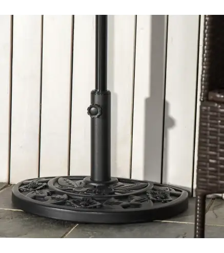 Base para Sombrilla Semicircular Peso 9 kg Soporte Parasol de Jardín Apto para Mástil de 35mm/38mm/48mm Relleno de Cemento para