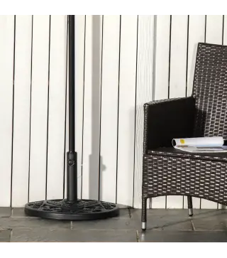 Base para Sombrilla Semicircular Peso 9 kg Soporte Parasol de Jardín Apto para Mástil de 35mm/38mm/48mm Relleno de Cemento para