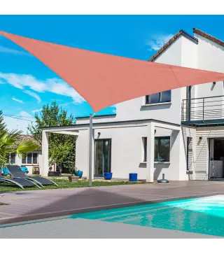 Toldo Vela Triangular 3x3x3 m Vela de Sombra para Jardín Patio Terraza HDPE Anti UV y Transpirable Color Rojo Óxido