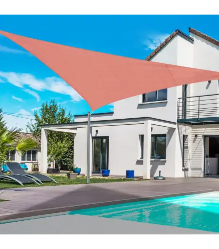 Toldo Vela Triangular 3x3x3 m Vela de Sombra para Jardín Patio Terraza HDPE Anti UV y Transpirable Color Rojo Óxido