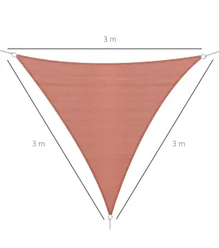 Toldo Vela Triangular 3x3x3 m Vela de Sombra para Jardín Patio Terraza HDPE Anti UV y Transpirable Color Rojo Óxido