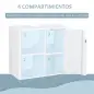 Mueble Bajo de Lavabo para Baño Suspendido Compacto con 2 Estantes Abiertos y Zona Cerrada 60x30x54 cm Blanco