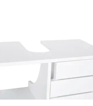 Mueble Bajo de Lavabo para Baño Suspendido Compacto con 2 Estantes Abiertos y Zona Cerrada 60x30x54 cm Blanco