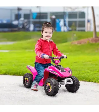 Quad Eléctrico para Niños de 18-36 Meses Batería 6V con Avance y Retroceso Carga Máx. 20 kg 72x40x45,5 cm Rosa