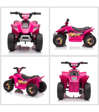 Quad Eléctrico para Niños de 18-36 Meses Batería 6V con Avance y Retroceso Carga Máx. 20 kg 72x40x45,5 cm Rosa