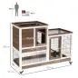 Conejera de Madera con Ruedas para Interior Jaula de 2 Pisos con Rampa y 2 Bandejas Extraíbles 110x50x88cm Marrón
