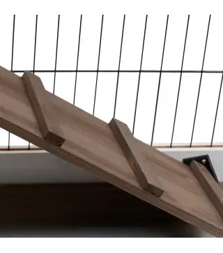 Conejera de Madera con Ruedas para Interior Jaula de 2 Pisos con Rampa y 2 Bandejas Extraíbles 110x50x88cm Marrón
