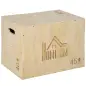 Cajón de Salto de Madera 3 en 1 con 2 Mango Hueco Carga 120 kg para Casa Oficina Gimnasia 45x40x60 cm Madera Natural