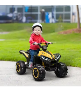 Quad Eléctrico para Niños de 3-5 Años Vehículo Eléctrico a Batería 12V con 2 Motores 83x53x55,5 cm Amarillo