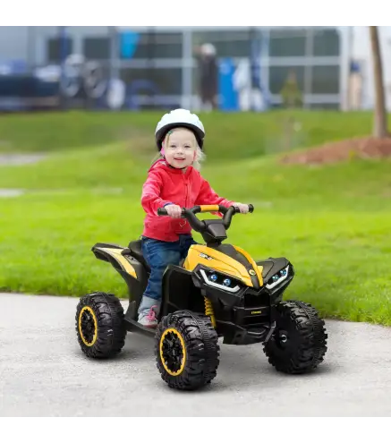 Quad Eléctrico para Niños de 3-5 Años Vehículo Eléctrico a Batería 12V con 2 Motores 83x53x55,5 cm Amarillo