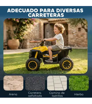 Quad Eléctrico para Niños de 3-5 Años Vehículo Eléctrico a Batería 12V con 2 Motores 83x53x55,5 cm Amarillo