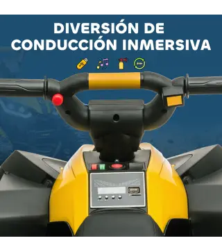 Quad Eléctrico para Niños de 3-5 Años Vehículo Eléctrico a Batería 12V con 2 Motores 83x53x55,5 cm Amarillo
