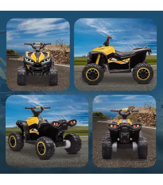 Quad Eléctrico para Niños de 3-5 Años Vehículo Eléctrico a Batería 12V con 2 Motores 83x53x55,5 cm Amarillo