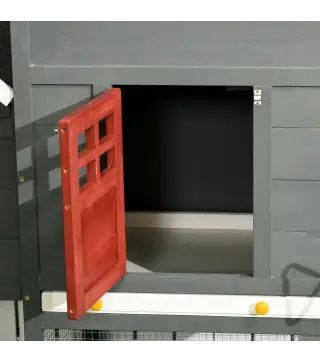 Gallinero para Exterior Grande de Madera 300x66x116 cm con Nido Corral Bandeja Extraíble Techo Asfáltico Rampa Gris