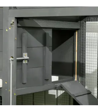 Gallinero para Exterior Grande de Madera 300x66x116 cm con Nido Corral Bandeja Extraíble Techo Asfáltico Rampa Gris