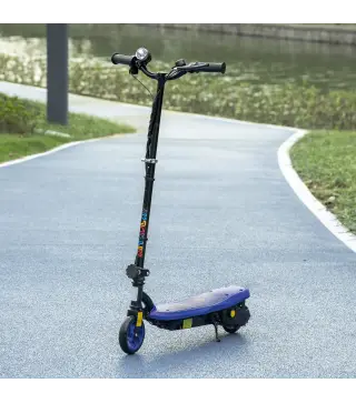 Patinete Eléctrico para Niños de 7-14 Años Plegable con Faro LED Rueda y Freno Velocidad Máxima de 12 km/h Azul