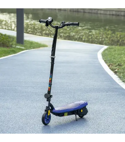 Patinete Eléctrico para Niños de 7-14 Años Plegable con Faro LED Rueda y Freno Velocidad Máxima de 12 km/h Azul