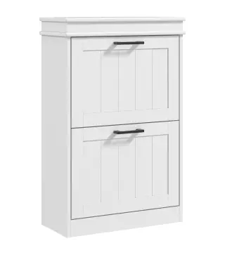 Zapatero Estrecho con 2 Cajones Abatibles Zapatero Entrada Recibidor con Estantes Ajustables para 10 Pares Blanco