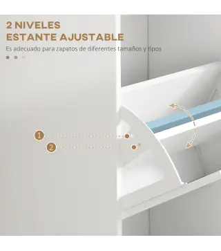 Zapatero Estrecho con 3 Puertas Abatibles Estantes Ajustables para 15 Pares de Zapatos Blanco