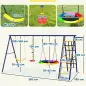 Conjunto de Columpios 6 en 1 para Niños con Nido Escalera Red para Escalar Canasta 350x183x200 cm Multicolor