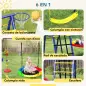 Conjunto de Columpios 6 en 1 para Niños con Nido Escalera Red para Escalar Canasta 350x183x200 cm Multicolor