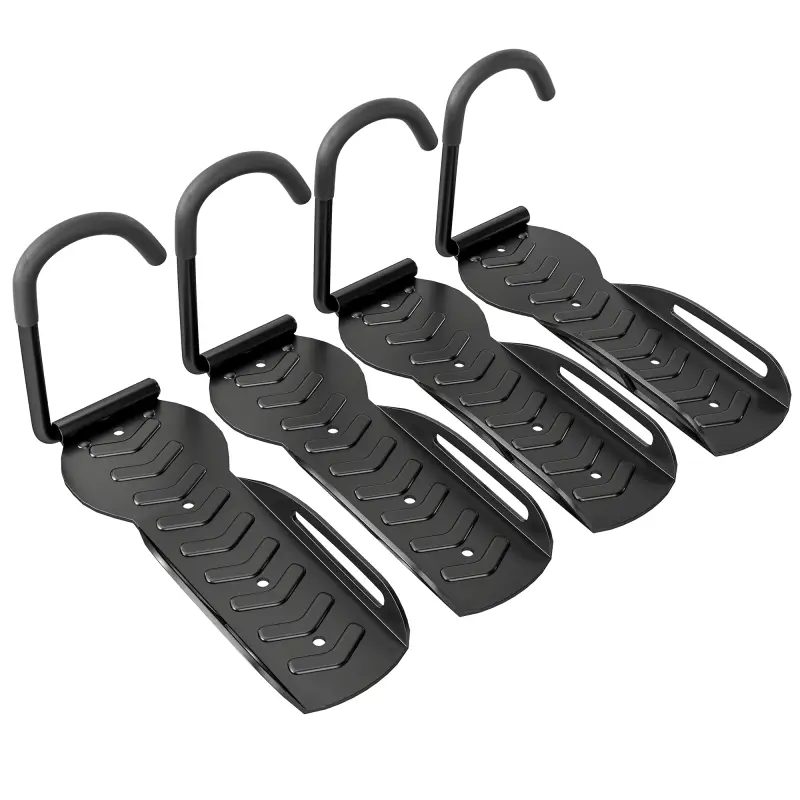 Soportes de Pared para Bicicletas de 4 Piezas Plegables hasta 30 kg con Tornillos para Casa Garaje y Sótano Negro