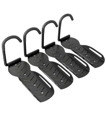Soportes de Pared para Bicicletas de 4 Piezas Plegables hasta 30 kg con Tornillos para Casa Garaje y Sótano Negro