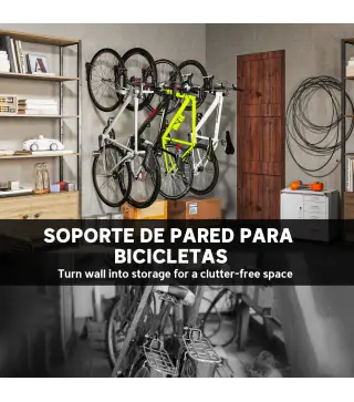 Soportes de Pared para Bicicletas de 4 Piezas Plegables hasta 30 kg con Tornillos para Casa Garaje y Sótano Negro