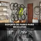 Soportes de Pared para Bicicletas de 4 Piezas Plegables hasta 30 kg con Tornillos para Casa Garaje y Sótano Negro