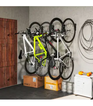 Soportes de Pared para Bicicletas de 4 Piezas Plegables hasta 30 kg con Tornillos para Casa Garaje y Sótano Negro