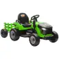 Tractor Eléctrico para Niños con Remolque Desmontable Batería 12V Velocidad 3-5 km/h, Control Remoto 2,4G Verde