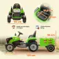 Tractor Eléctrico para Niños con Remolque Desmontable Batería 12V Velocidad 3-5 km/h, Control Remoto 2,4G Verde