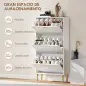 Zapatero Estrecho con 3 Puertas Acanaladas con Estantes Ajustables para 18 Pares de Zapatos 60x24x122,5 cm Blanco