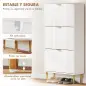 Zapatero Estrecho con 3 Puertas Acanaladas con Estantes Ajustables para 18 Pares de Zapatos 60x24x122,5 cm Blanco