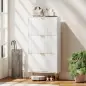 Zapatero Estrecho con 3 Puertas Acanaladas con Estantes Ajustables para 18 Pares de Zapatos 60x24x122,5 cm Blanco
