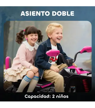Quad Eléctrico para Niños de 3-8 Años 24V con 2 Motores Velocidad hasta 6,5 km/h Ruedas con Suspensión Rosa
