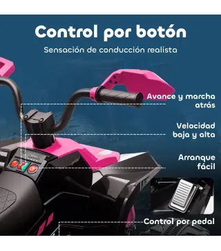 Quad Eléctrico para Niños de 3-8 Años 24V con 2 Motores Velocidad hasta 6,5 km/h Ruedas con Suspensión Rosa