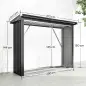 Casetilla para Leña de Acero Galvanizado con Base Elevada y Techo Inclinado 213x66,5x150 cm Gris Oscuro