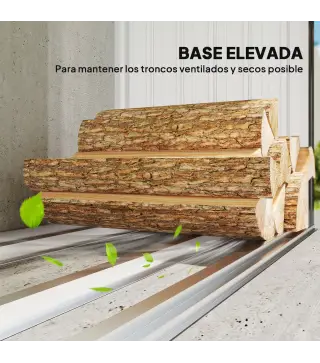 Casetilla para Leña de Acero Galvanizado con Base Elevada y Techo Inclinado 213x66,5x150 cm Gris Oscuro