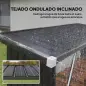 Casetilla para Leña de Acero Galvanizado con Base Elevada y Techo Inclinado 213x66,5x150 cm Gris Oscuro