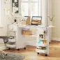 Mesa de Costura Plegable con 6 Ruedas 20 Clavijas para Hilos 4 Compartimentos Estante Blanco