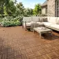 Set de 10 Piezas Baldosas de Exterior de Madera 31x31 cm 0,91 m² Suelo de Jardín Exterior Antideslizantes Marrón Oscuro
