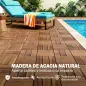 Set de 10 Piezas Baldosas de Exterior de Madera 31x31 cm 0,91 m² Suelo de Jardín Exterior Antideslizantes Marrón Oscuro