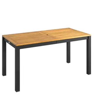 Mesa de Comedor de Jardín de Madera para 6 Personas con Superficie de Listones Orificio 150x75x75 cm Natural