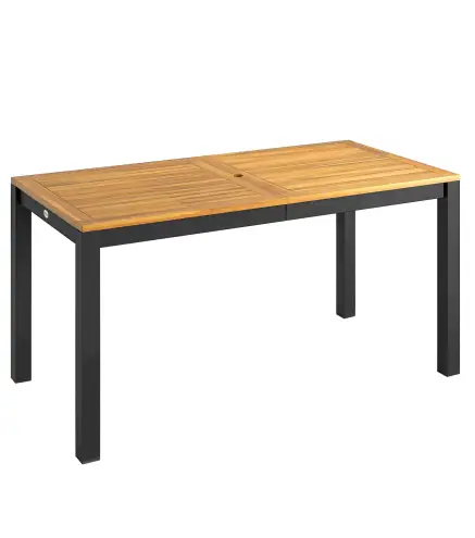 Mesa de Comedor de Jardín de Madera para 6 Personas con Superficie de Listones Orificio 150x75x75 cm Natural