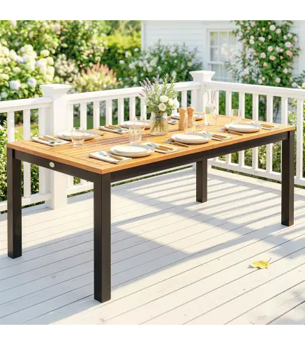 Mesa de Comedor de Jardín de Madera para 6 Personas con Superficie de Listones Orificio 150x75x75 cm Natural