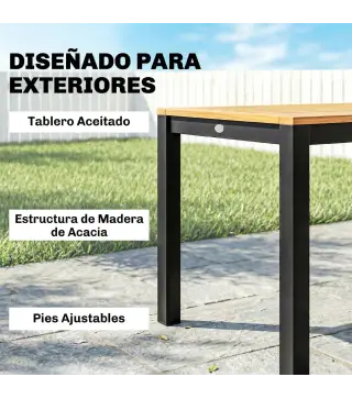 Mesa de Comedor de Jardín de Madera para 6 Personas con Superficie de Listones Orificio 150x75x75 cm Natural